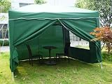3m x 3m Green 100% Waterproof Pop Up Gazebo with 4 Side Walls & Carry Bag