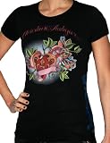 CHRISTIAN AUDIGIER Ed Hardy Womens 100% Bamboo Heart Rose Tattoo T-Shirt Tee Top Black