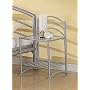 Modern Streamlined Glossy Silver Finish Metal Night Stand