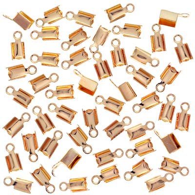 Gold Plated Foldover 3mm Cord Ends For Leather 