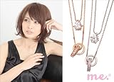 me. ダブルリング＆1粒石 2連ネックレス ピンクゴールド 95-0332 ピンクゴールド ネックレス