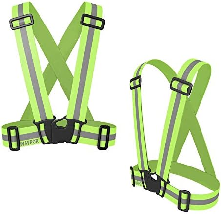 WAYPOR Best Reflective Safety Vest/Belt Ever, Provides 360 Degree Visibility Day/Night While Running, Dog Walking, Hiking, Biking, Lightweight Comfortable Fully Adjustable, 2 Styles & Sizes