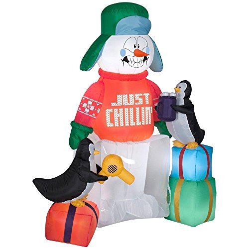 5.5 Ft Tall Outdoor Animated Inflatable Shivering Snowman & Penguin w