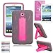 EpicGadget Shockproof Heavy Duty Rugged Hybrid Kickstand Case for Samsung Galaxy Tab 3 7-Inch Bundle with Clear Screen Protector and Universal Stylus Pen (Gray / Pink)