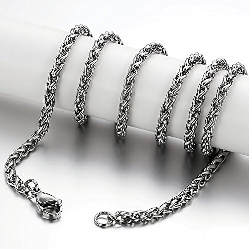 Dora Collection 316L Stainless Steel Gorgeous 4mm Fashion Stainless Steel Silver Wheat Link Chain Necklace - 21"