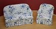 Upholstered Dollhouse Miniature Sofa & Chair in Blue Floral