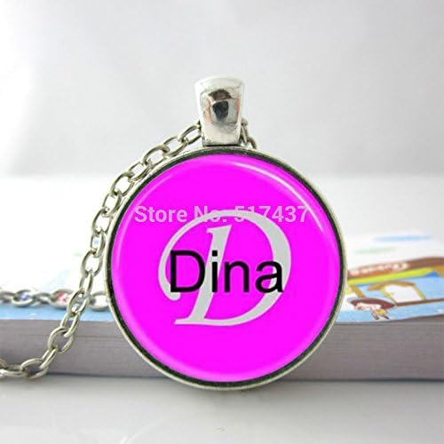 Pretty Lee Fashion Necklaces For Women 2015 Handmade Dina Name Monogram Glass Dome Necklace Pendant Dina Necklace