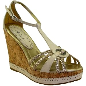 Buy Aily V Pretty Ladies Nude Platinum High Wedge Sandals by Aily V