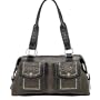 Lou-Ella Wild West Collection Designer Zip Top Satchel in Distressed Gunmetal