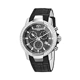 TechnoMarine Women's 609017 UF6 Diamond Bezel Chronograph Black Leather Watch