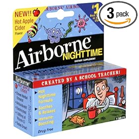 Airborne Effervescent Health Formula Tablets, Nighttime, Hot Apple Cider, 9-Count Tubes (Pack of 3)