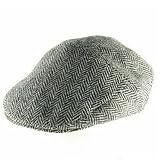 100% WOOL HERRINGBONE IVY DRIVER GOLF CAP HAT * BLACK - Large / Extra Large