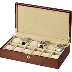 Auer Accessories Leda 80312DB Uhrenbox F�r 12 Uhren Dunkles Wurzelholz