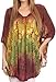 Sakkas Ellesa Ombre Tie Dye Circle Poncho Blouse Shirt Top with Sequin Embroidery