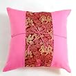 Intricately Handmade Fuchsia And Pink Cushion Cover / Pillow Sham With Silky Filigree Dragon Detail
