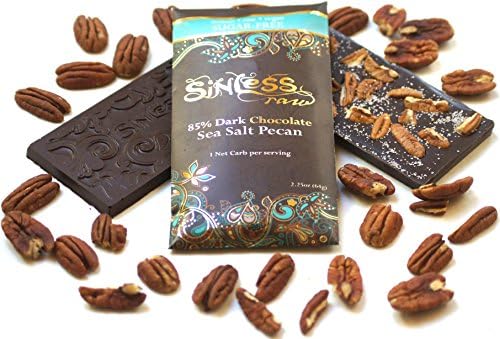 12-pack-Sinless Sea Salt Pecan 85% Chocolate Bar, 2.25 Oz (64g) (Sea Salt Pecan 85%)
