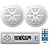 Pyle Stereo Radio Headunit Receiver & Waterproof Speaker Kit, Aux (3.5mm) MP3 Input, USB Flash & SD Card Readers, Remote Control, Includes (2) 5.25'' Speakers, Single DIN (White)