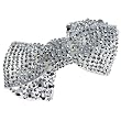 Fancy White Hair Bow Clip With Silver Crystals Fashion Jewelry