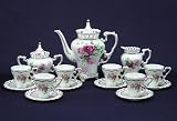 Three Star YL365 15 Piece Coffee Set with Rose Design