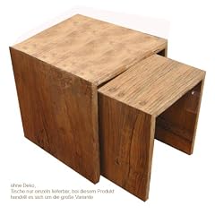 Ambientehome 53005 Ecktisch Purus recycled Teak natur, ca. 50 x 50 x 50 cm