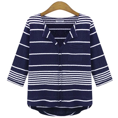 (イイネショップ) eeNeshop 7分袖 ボーダー ブラウス