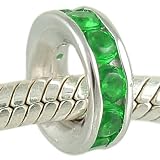 May Birthstone Channel Set Emerald Green CZ and 925 Sterling Silver Spacer Bead fits European Charm Bracelet 518z6UUpl3L. SL160 Sterling Silver Jewelry: May Birthstone Channel Set Emerald Green CZ and 925 Sterling Silver Spacer Bead fits European Charm Bracelet