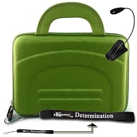 Amazon Kindle DX Green Cube Carrying Case Bag Pouch Cube + Reading Light + ebigvalue TM 4-Inch Determination Hand Strap
