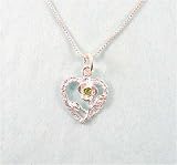 Sterling Silver Heart & Rose August Birthstone Necklace