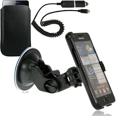 Wicked Chili SET: Samsung Galaxy S2 / i9100 S II KFZ Halterung / Autohalterung (vibrationsfrei, drehbar) mit KFZ Ladekabel (1000mAh, 12V, 24V) und PU Leder Etui Tasche