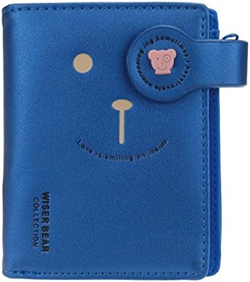 The Orient Bee Excellent Cute Bear Small Wallet with Zippered Pocket for Coins Blue