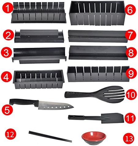 Sushi Making Kit - 13 Piece Set by Love Sushi - Includes Santoku Knife, Soy Sauce Dish &amp; Chopsticks - Plus Bonus Recipe Ebook