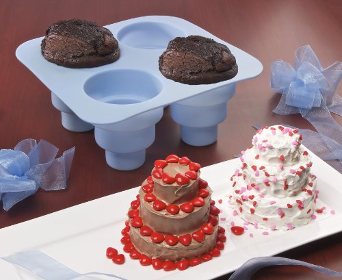 Image of 4 CAVITY 3 TIERED SILICONE CAKE MOLD - MAKES 4 MINI 3 TIERED CAKES AT THE SAME TIME!