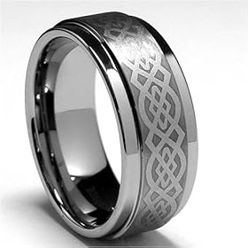 8MM Mens Tungsten Carbide Ring with Celtic Design sizes 8 to 13