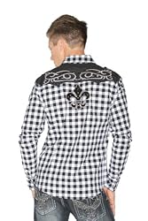 Mission Clothing Cest Le Vie Western Big Check Velvet Fleur de Lis Shirt