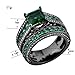 JunXin Black Gold Square Emerald Green Gemstone Women Wedding Engagement Set Round CZ Size5/6/7/8/9/10/11(9)