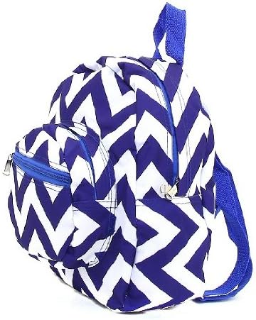 10.5" Multipurpose Chevron Patterned Backpack with Pockets (Navy Blue)