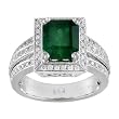 18K White Gold Emerald and Diamond Ring