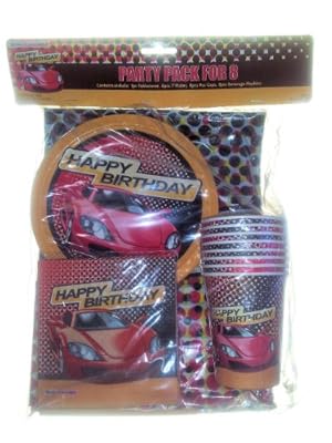 Car Auto Birthday Party Supplies for 8 - Plates, Napkins, Cups & Tablecover