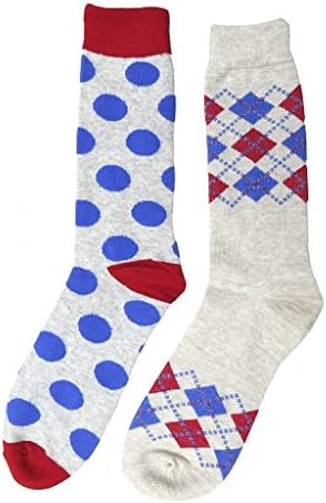 Topaz Sun 2 Pair Socks Red White and Blue Argyles and Dots
