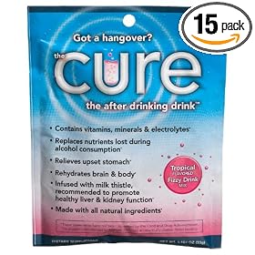 The Cure The After Drinking Drink Fizzy Drink Mix, Tropical Punch, 1.16-Ounce Packets In 15-count Box