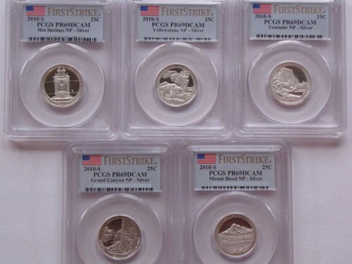 2010-s PR69DCAM America The Beautiful Quarter SET Graded PR69 NEAR PERFECT First Strike - RARE! Five Coin / Coins-image
