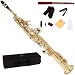 Cecilio 2Series SS-280 Gold Lacquer Straight Bb Soprano Saxophone + Mouthpiece, Case, Reeds and Accessories