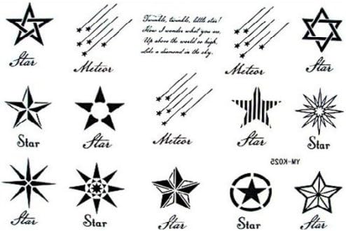 The Black-and-white Star Shape Totem Tattoo Stickers