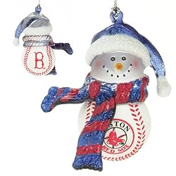Boston Red Sox MLB Striped Acrylic Snowman Ornament (3")