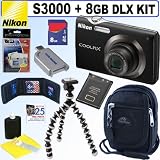 Nikon Coolpix S3000 12 MP Digital Camera (Black) + 8GB Deluxe Accessory Kit