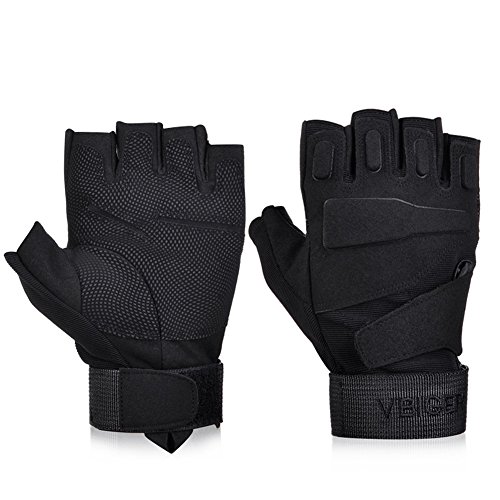 Vbiger Military Half-finger Fingerless Tactical Airsoft Hunting Riding Cycling Gloves (Black, M) Vbiger Military Half-finger Fingerless Tactical Airsoft Hunting Riding Cycling Gloves (Black, M)