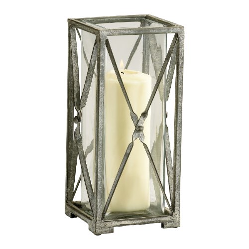 Large Antique Moss Gray Square Candleholder