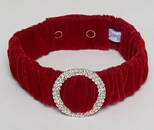 Schmoozies safe, secure and stylish red velvet collar with rhinestone slide buckle - aromatherapy