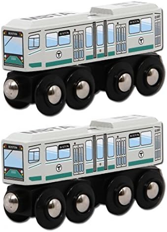 MBTAgifts MBTA Green Line Streetcar Wooden Toy Train (2 Pack)