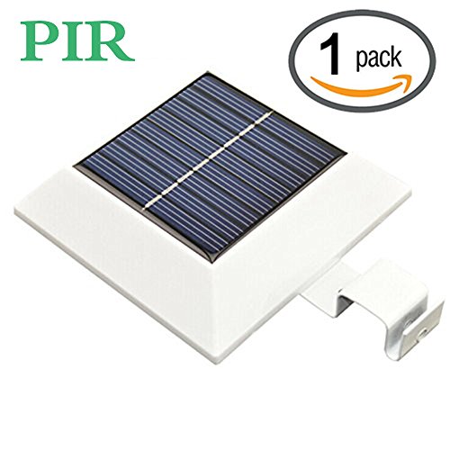 [Upgrade PIR Sensor]HKYH Solar Motion Sensor Security Light, Solar Powered Fence Gutter Light, Super Bright 4 LED Solar Light, Security Light for Door, Pathways, Patios and Garden